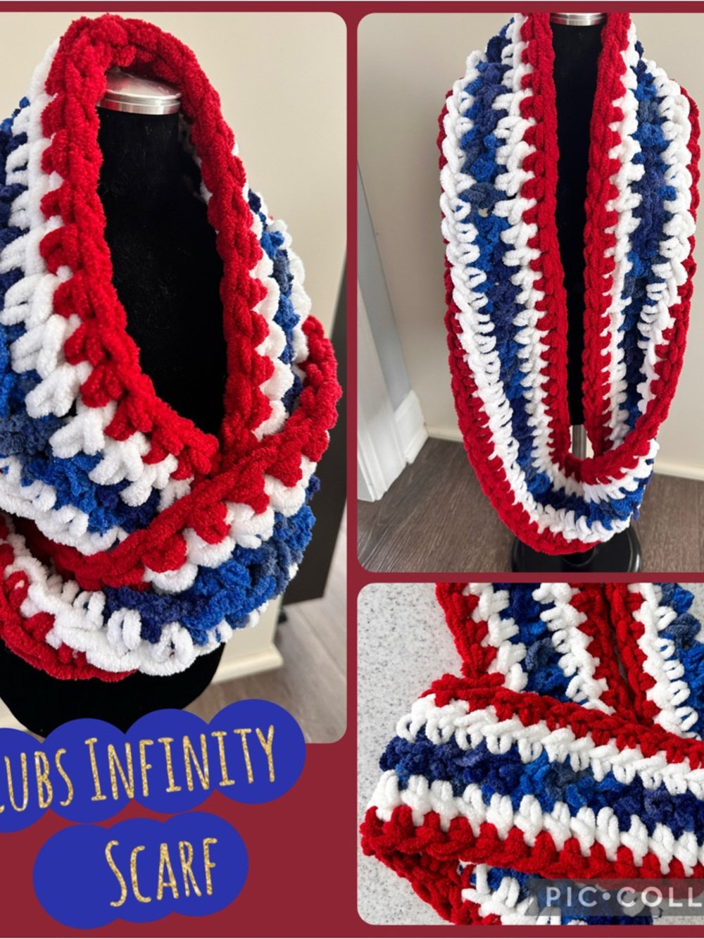 Red White & Blue Chunky Infinity Scarf